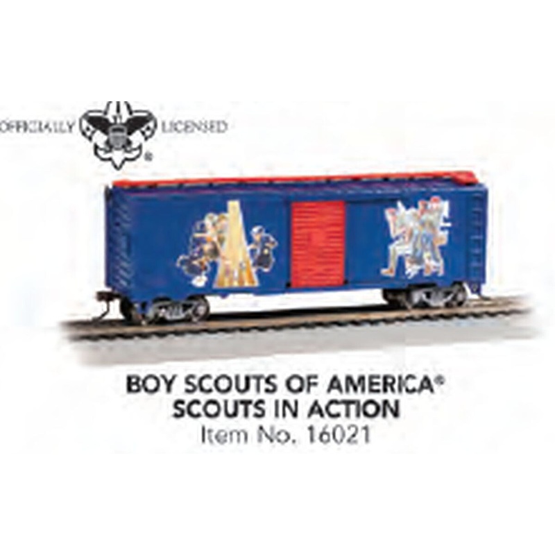 HO 40′ PS-1 Boxcar  BSA – Scouts In Action