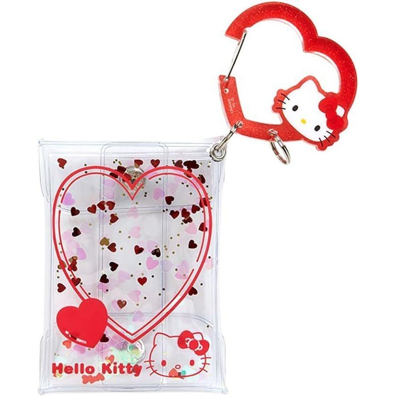 Sanrio Clear Pouch with Carabiner Hello Kitty (Colorful Heart)