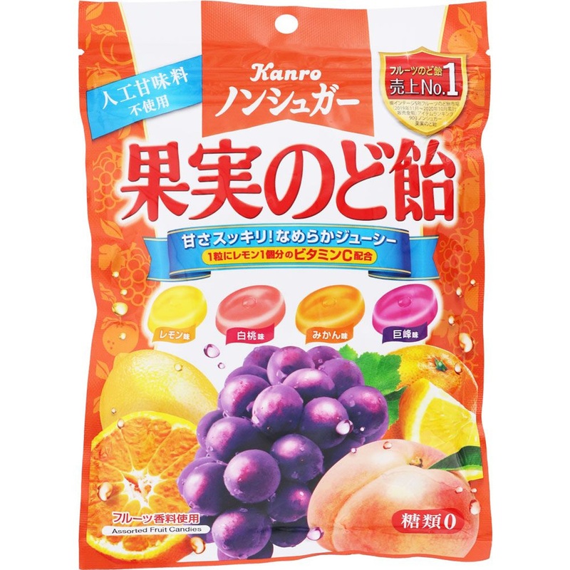 Kanro Non-Sugar Fruit Throat Candy 18 Pieces