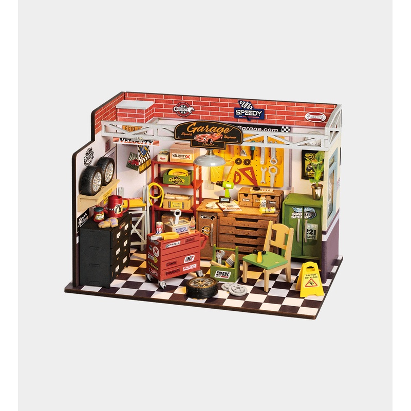 ROBOTIME DIY Miniature Kit Garage Workshop (284 Pieces)