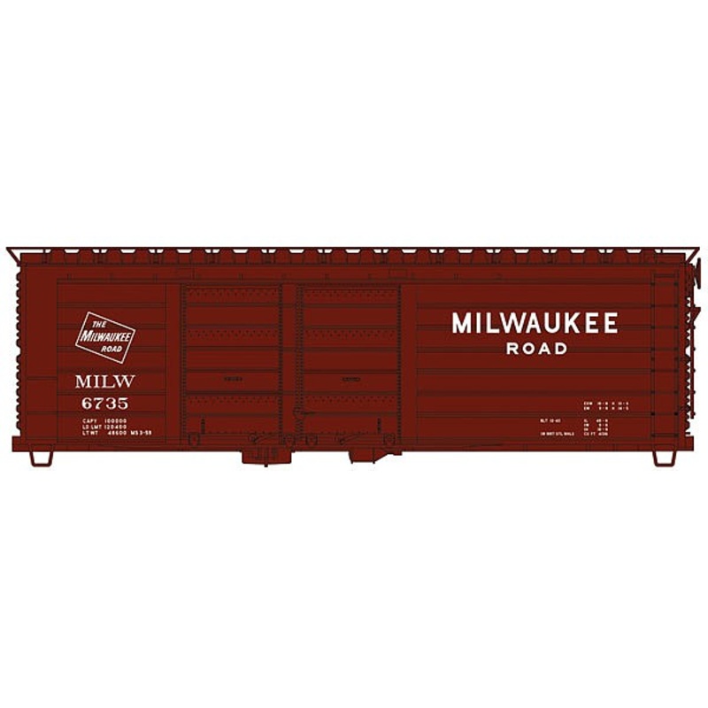 40′ Rib-Side Double Door Boxcar Kit Milwaukee Road 6735