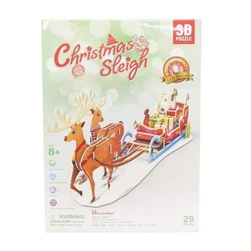 Heart Art Collection Jigsaw Puzzle 3D Puzzle 3D Craft Model Christmas Sleigh (29 Pieces)