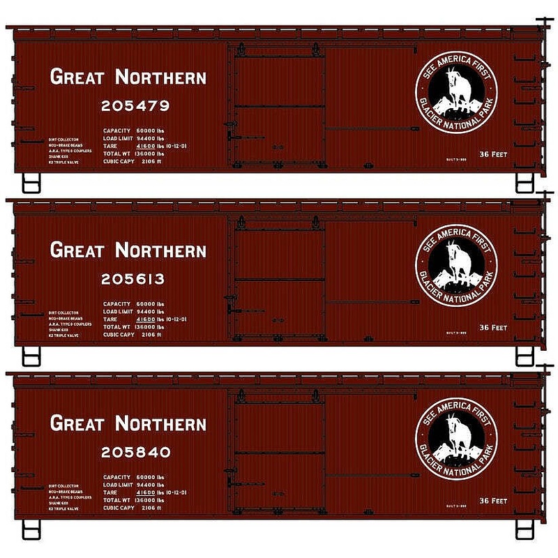 HO 36′ Double Sheath Wood Boxcar 3pk GN