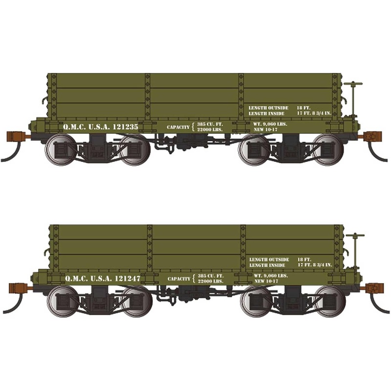 18′ Low Side Gondola US Quartermaster (2) On30