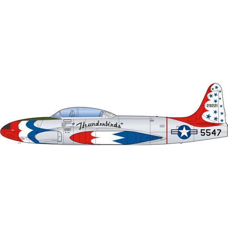 Platz 1/72 US Air Force Trainer Aircraft T-33A Shooting Star Thunderbirds Plastic Model