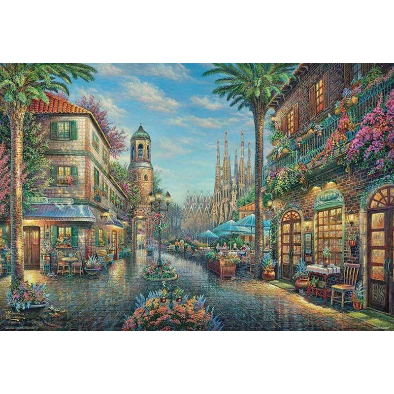 Beverly 1000-042 Jigsaw Puzzle Barcelona Flower Street Cafe (Thomas Kinkade) (1000 Pieces)