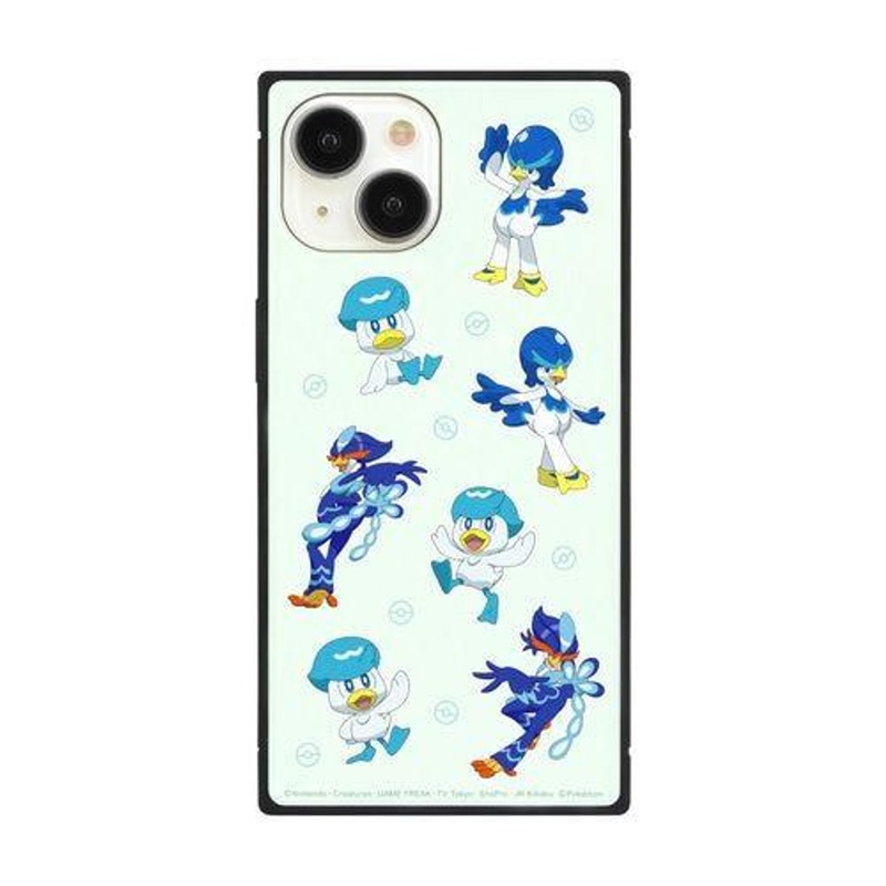 Pokemon Center iPhone15/14/13 Compatible Square Glass Case Snubbull Quaxly Quaxwell Quaquaval