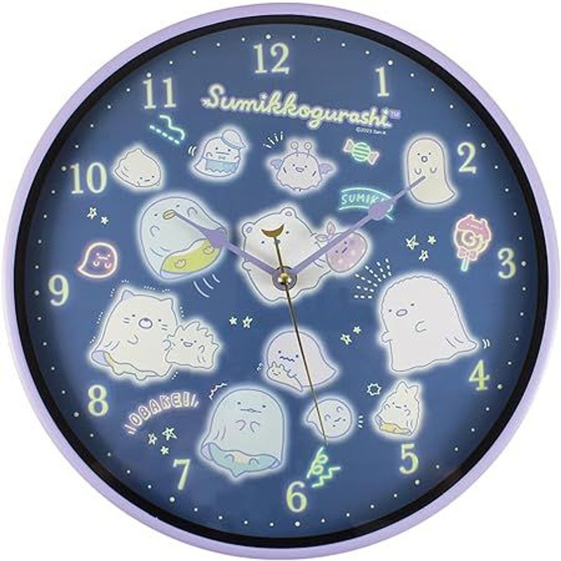 T’s Factory Sumikko Gurashi Phosphorescent Wall Clock Ghost Night Park / Purple