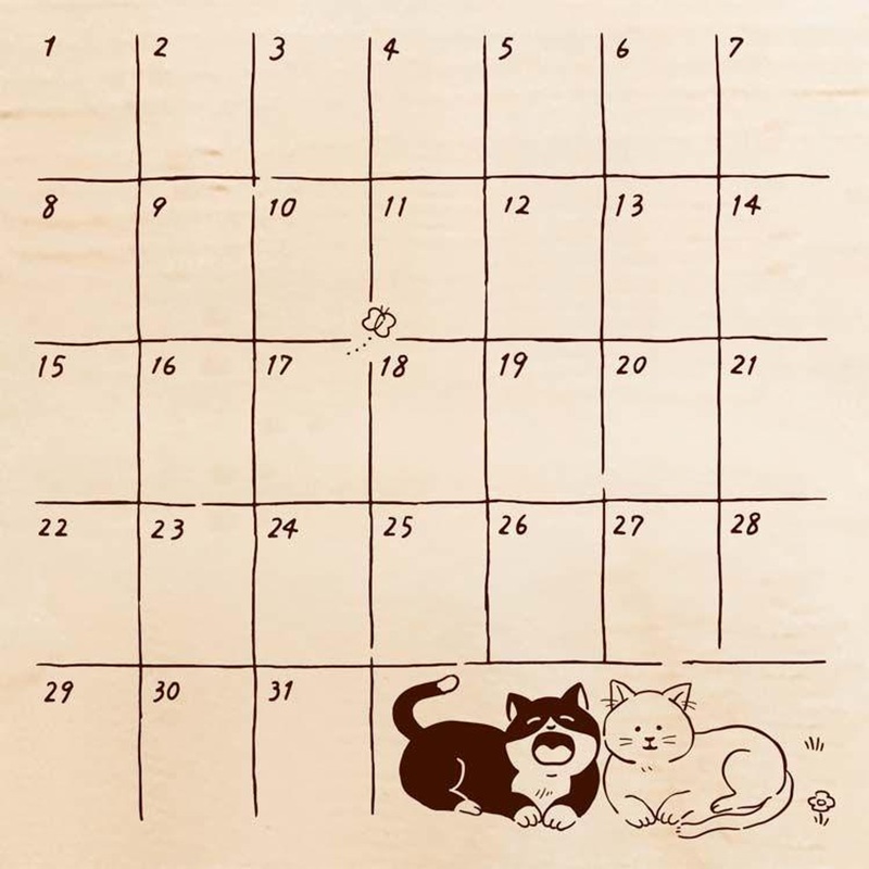 Beverly TSW-160 Irodori Hanko Stamp Cat Monthly Calendar