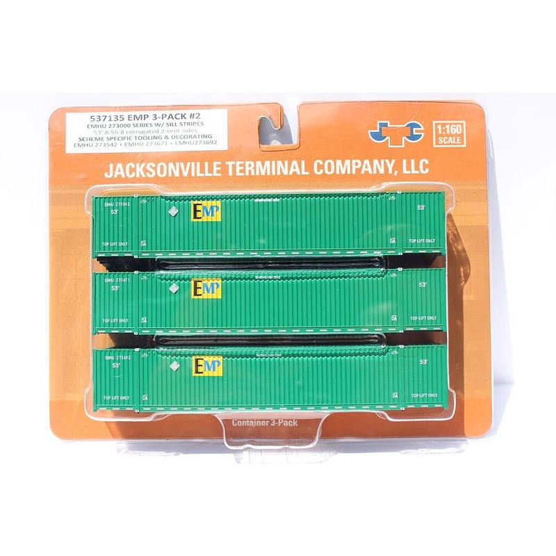 N EMP/green w/sill striping 53′ High CubeContainer3pk#2