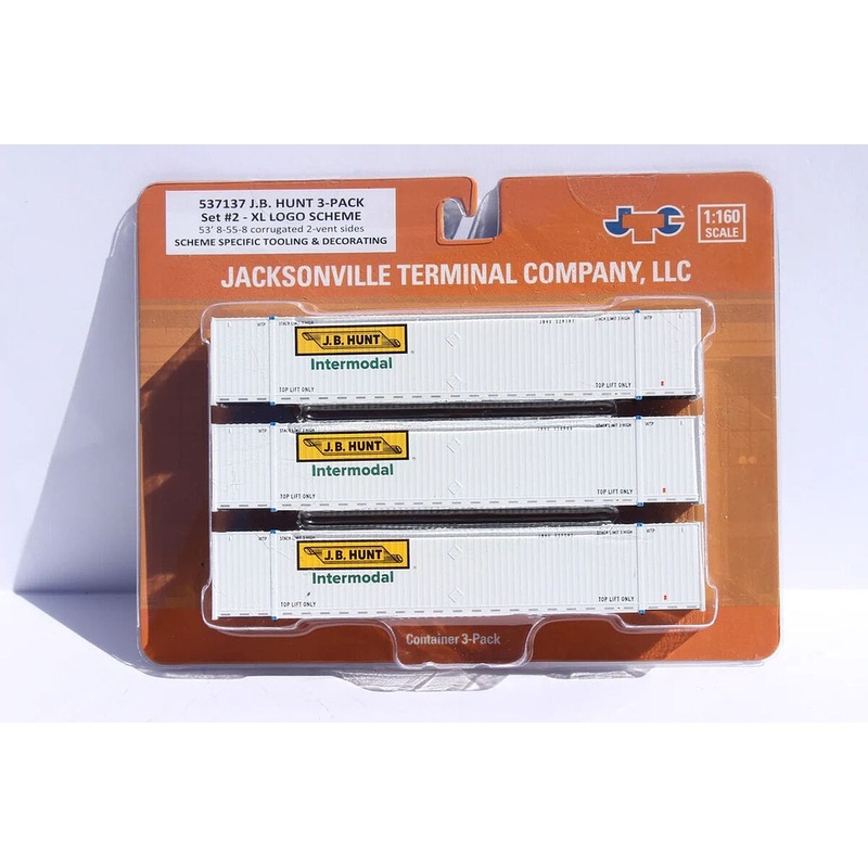 JB HUNT 3-pack Set #2 – 53′ HIGH CUBE 8-55-8 corrugated