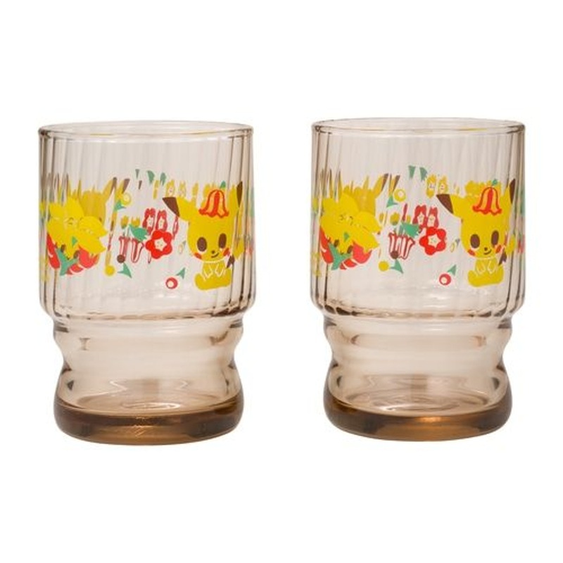 Pokemon Center Original Drinking Glass Set of Two Pokemon Time Pikachu & Gossifleur