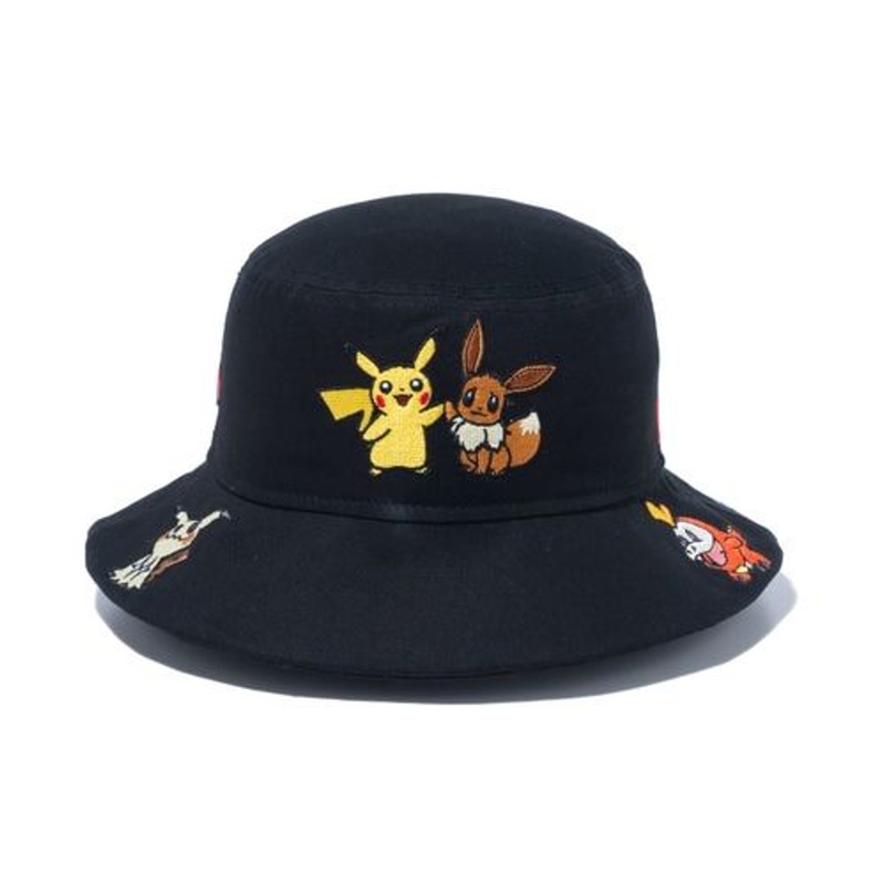 Pokemon Center Original NEW ERA Kids Bucket Hat All Black ML