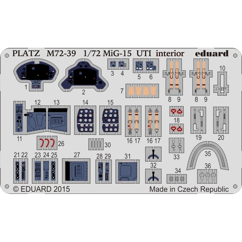 Platz 1/72 MiG-15 UTI (MiG-15 two-seater) Etched Parts for Interior