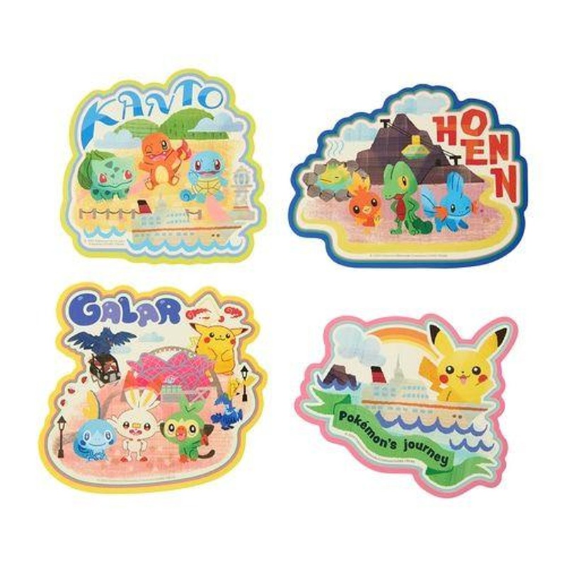 Pokemon Center Original Sticker 4-Piece Set Kanto Hoenn Galar Pikachu