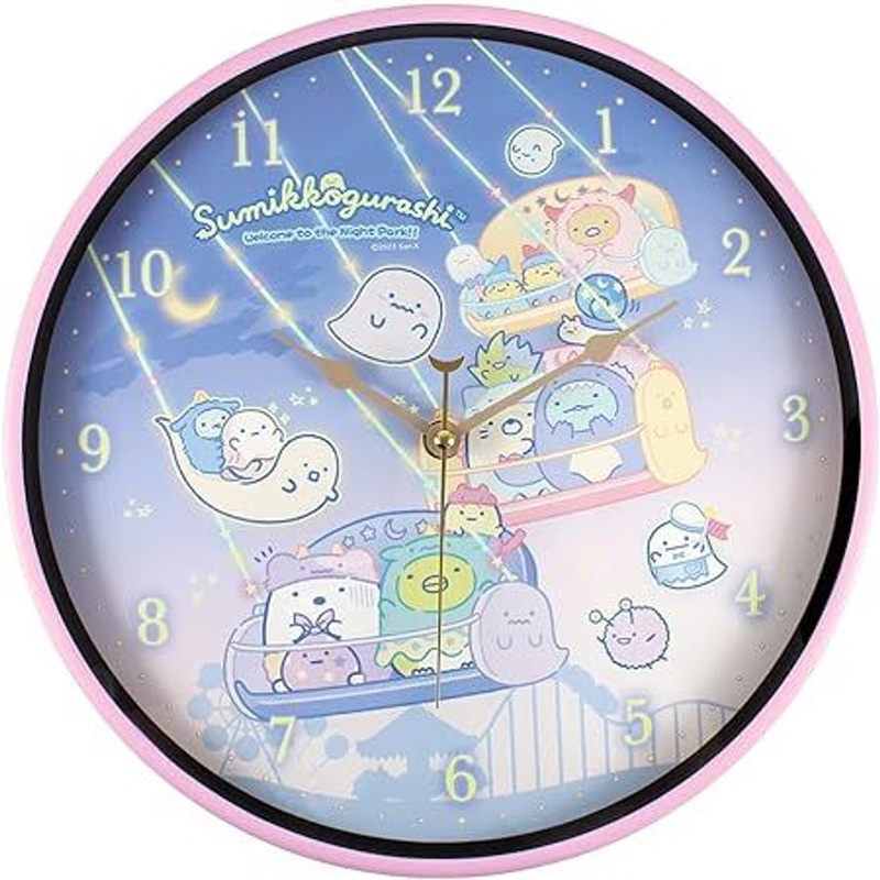 T’s Factory Sumikko Gurashi Phosphorescent Wall Clock Ghost Night Park / Pink