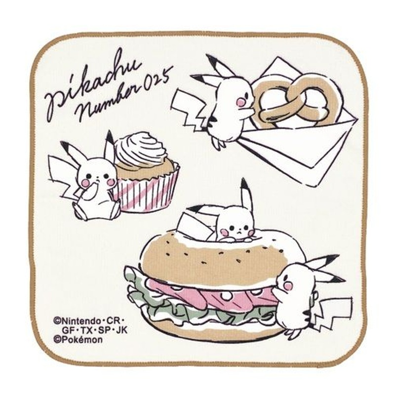 Pokemon Center Microfiber Handkerchief Pikachu Number 025 Lunch Time