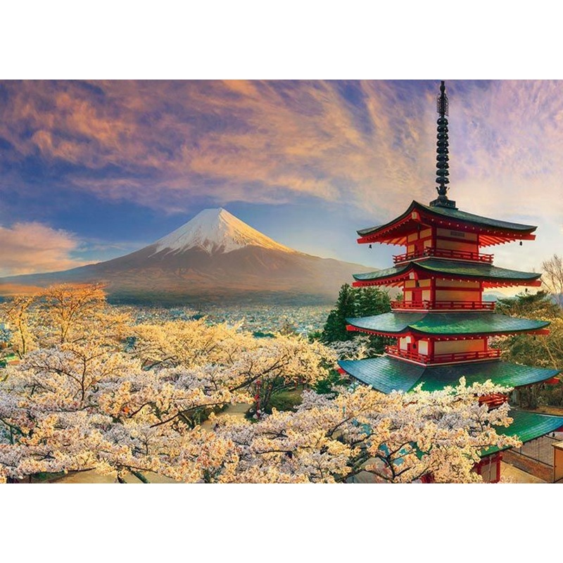 Beverly 66-206 Jigsaw Puzzle Asama Shrine and Mt.Fuji with Cherry Blossoms (600 Pieces)