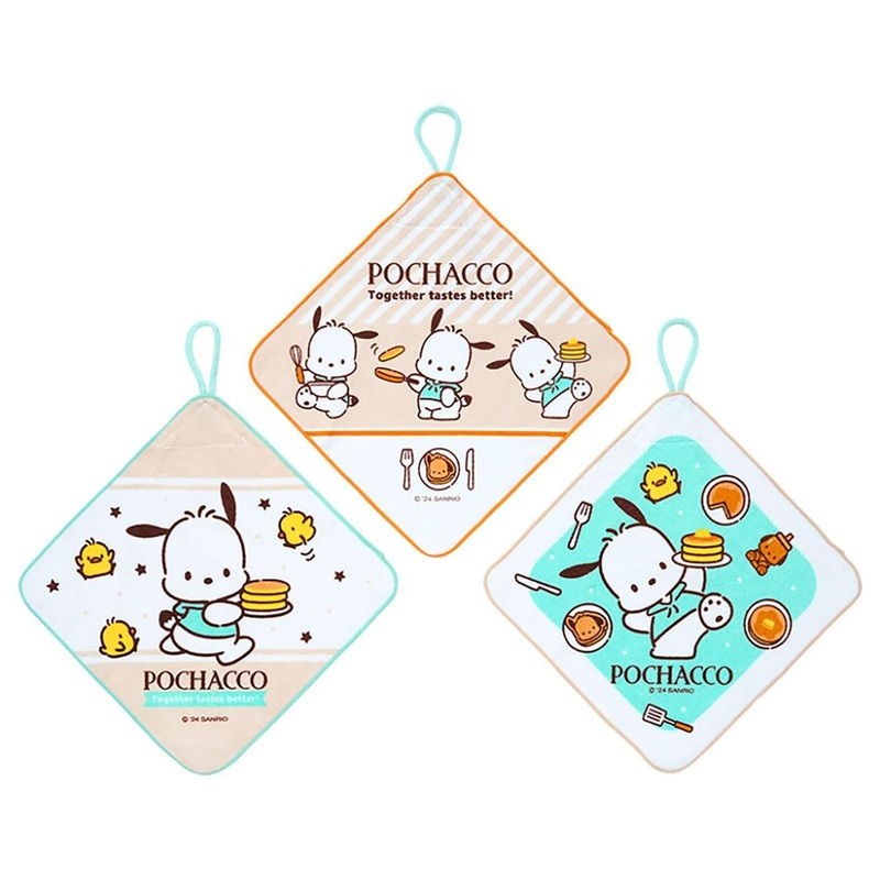 Sanrio Pochacco Loop-Handled Towel 3-Piece Set With Name Tag