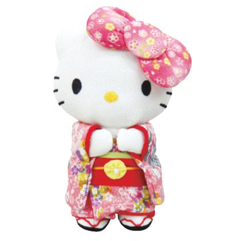 Big Ribbon Hello Kitty Kimono Plush M Pink