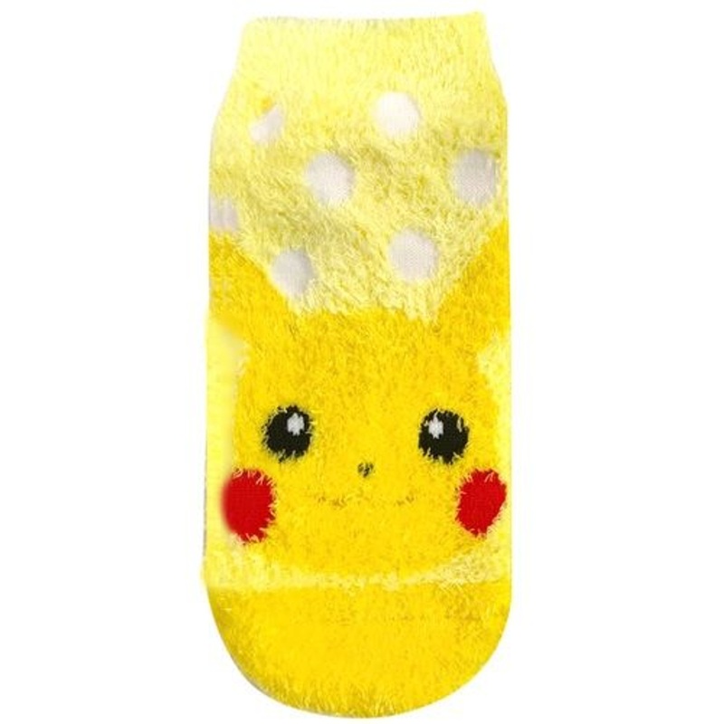 Pokemon Center Original Fluffy Socks MokoMoko Polkadot Pikachu (23~25cm)