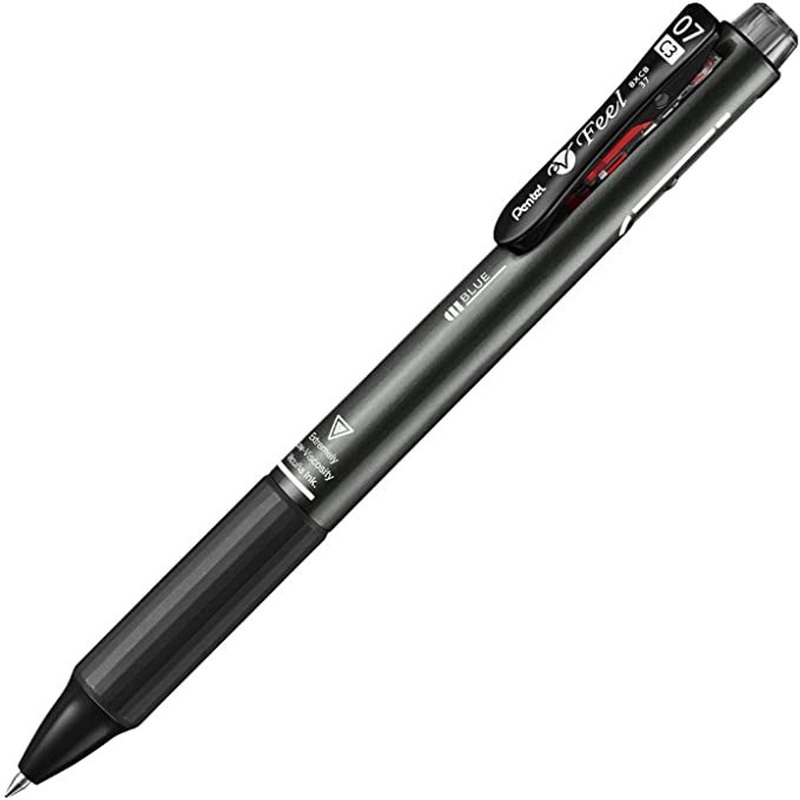 Pentel Vicuna Feel 3 Color Ballpoint Pen 0.7mm (Metallic Black)