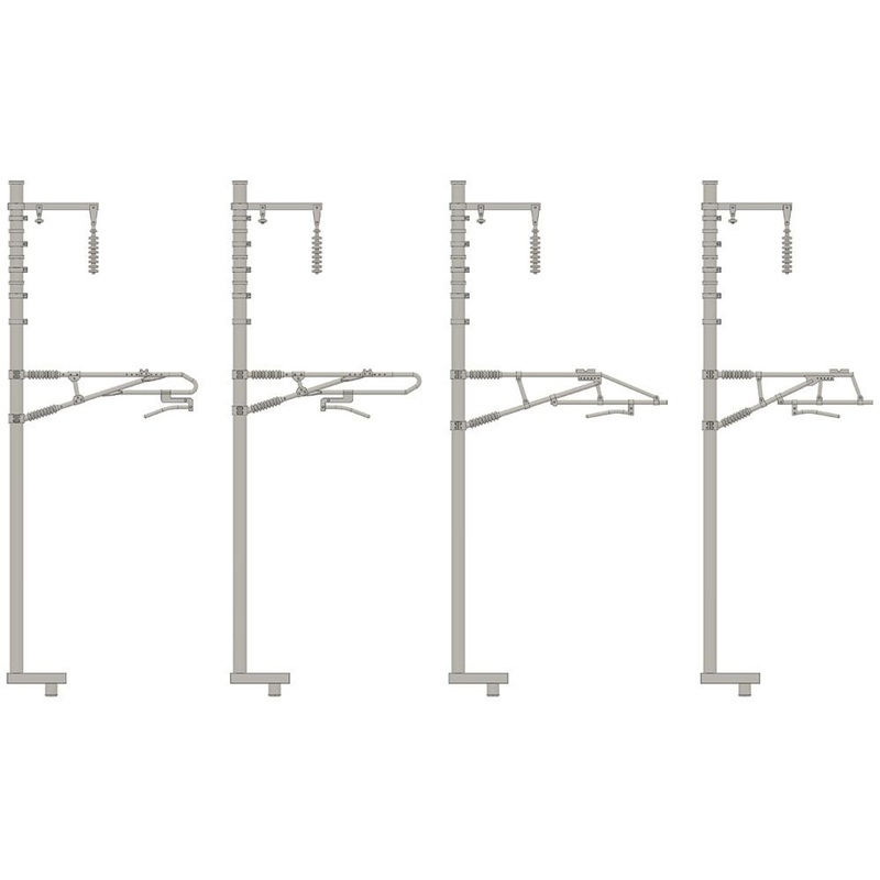 Tomix 3280 Overhead Wire Mast for Single Tracks/ Shinkansen Type (24 pcs.) (N scale)