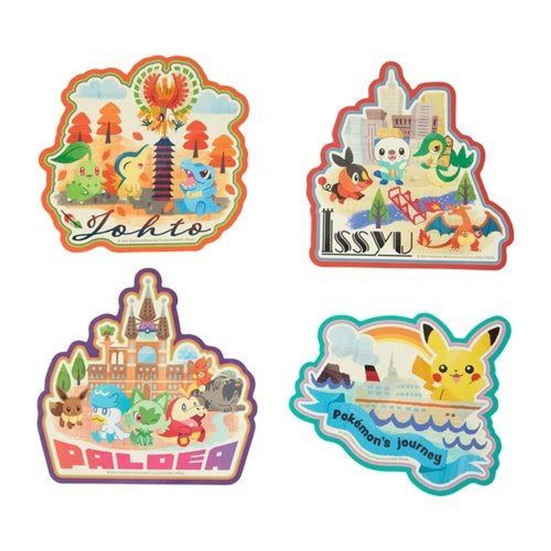 Pokemon Center Original Sticker Set Of 4 Johto Unova Paldea Pikachu