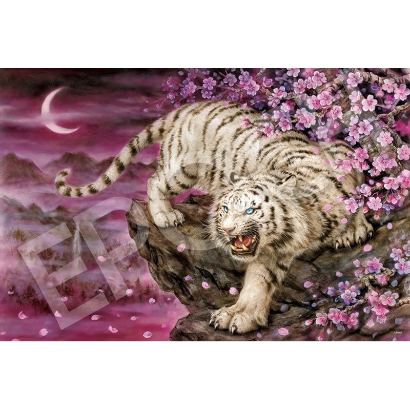 Epoch 11-605s Jigsaw Puzzle White Tiger and Cherry Blossoms (1000 Pieces)