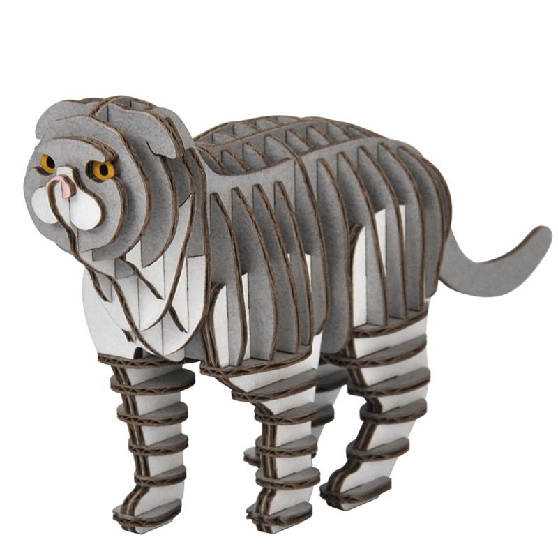 hacomo GRID Paper Craft Scottish Fold Gray