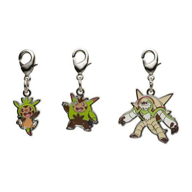 Pokemon Center Original Nationwide Pokedex Metal Charm Set – Chespin Quilladin Chesnaught (650, 651, 652)