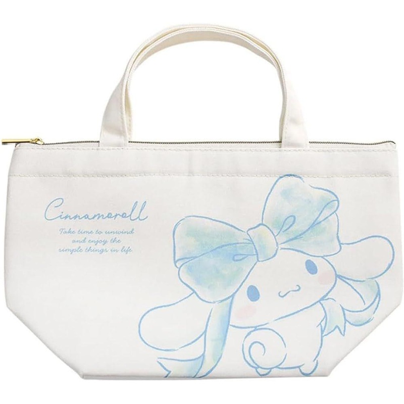 T’s Factory Sanrio Insulated Canvas Lunch Bag Watercolor Big Ribbon / Cinnamoroll