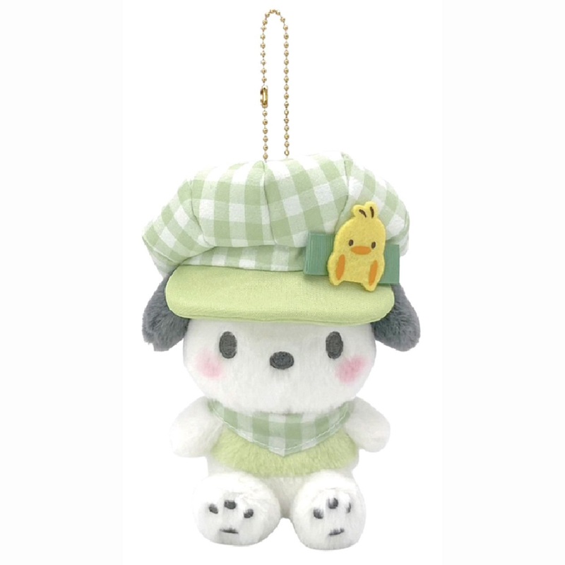 Nakajima Sanrio Plush Mascot Pochacco Wearing Newsboy Cap
