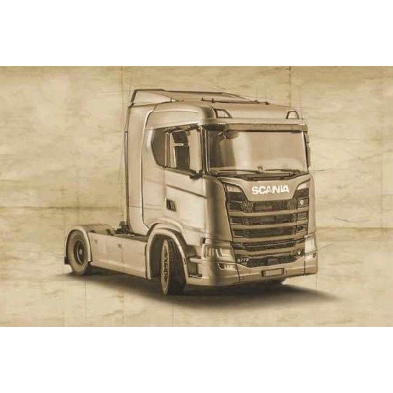 Platz Italeri: 1/24 Scania S770 4 x 2 Normal Roof Grey Cab Plastic Model