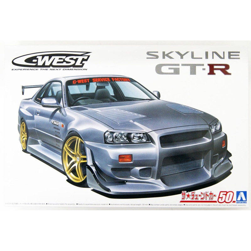 Aoshima The Tuned Car 1/24 C-WEST BNR34 Skyline GT-R ’02 (Nissan) Plastic Model