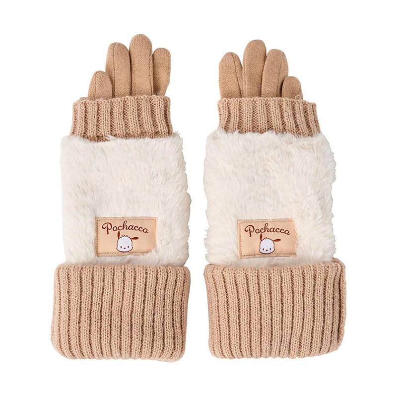 Sanrio Pochacco 3-Way Gloves Smartphone-Compatible Arm Cover Cold Weather Protection