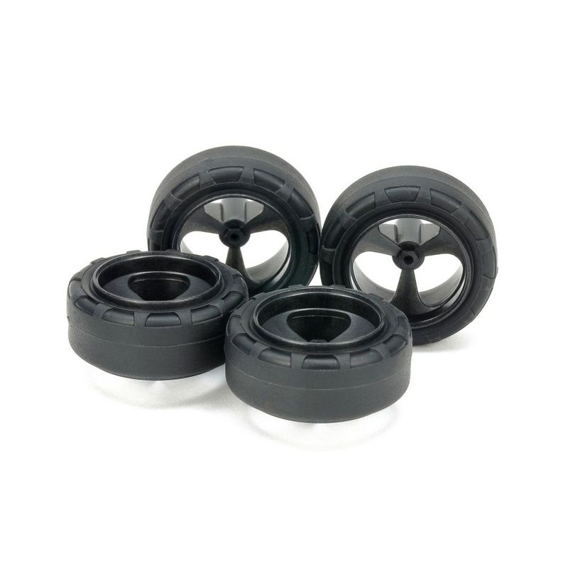 Tamiya Mini 4WD Super Hard Small Diameter Narrow Tire (24mm) & Carbon Reinforced 3-Spoke Wheel