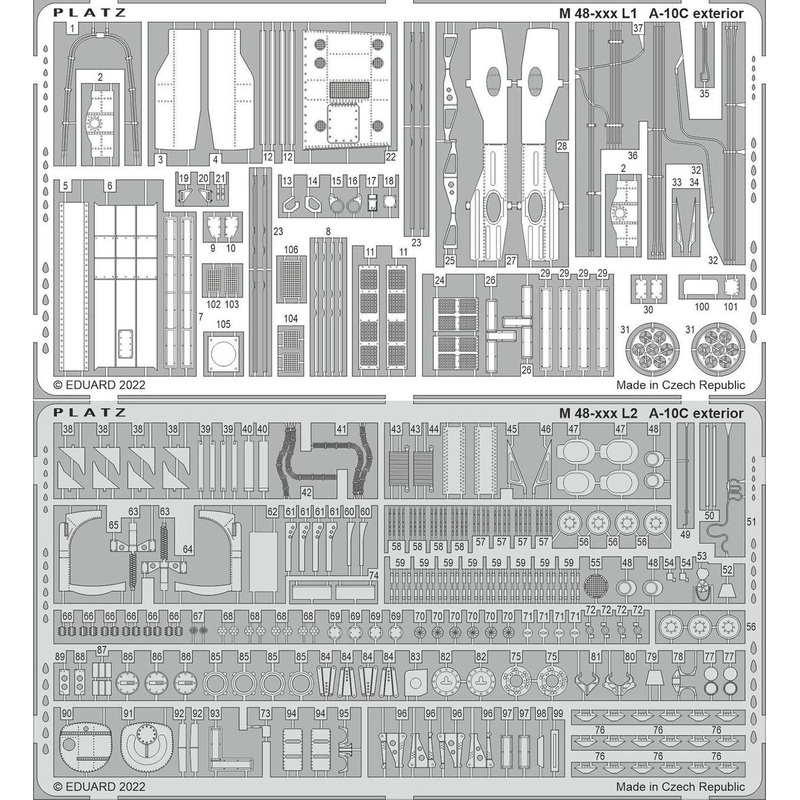 Platz 1/48 A-10C Thunderbolt II Etched Parts for Exterior