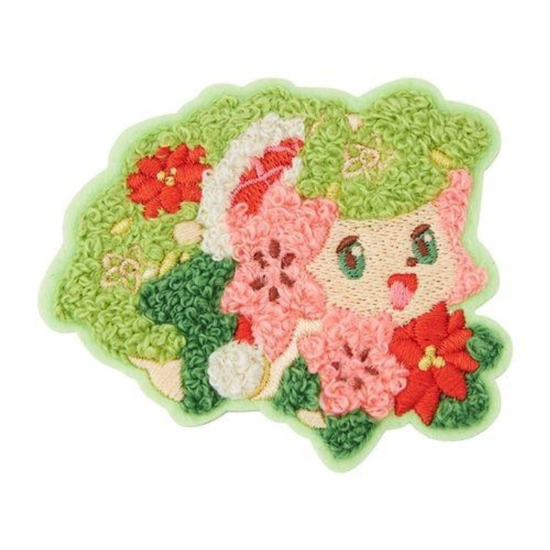Pokemon Center Original Fluffy Embroidered Sticker  Pokemon Heartwarming Christmas Shaymin