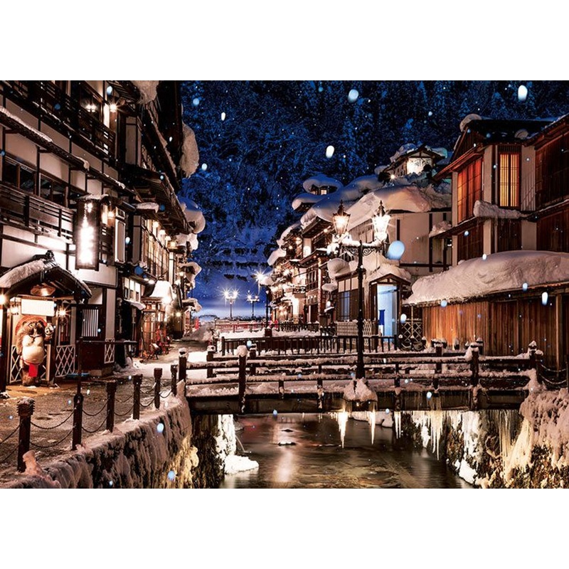 Yanoman 05-1054 Jigsaw Puzzle Winter Time at Ginzan Onsen in Yamagata Japan (500 Pieces)