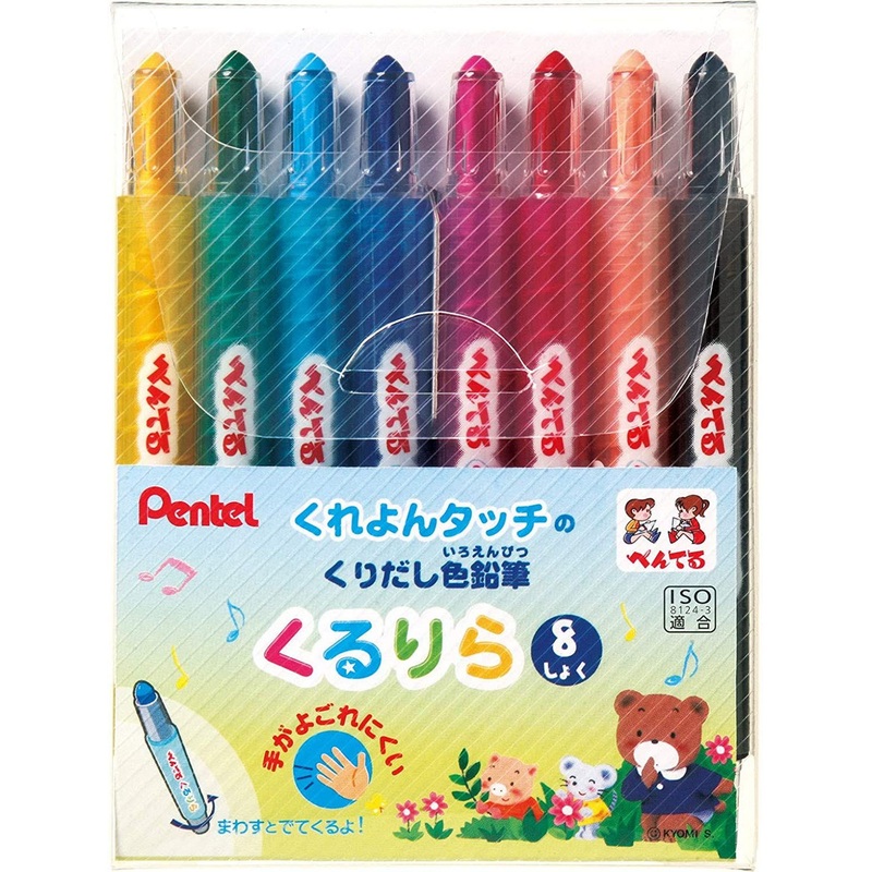 Pentel Kururira Crayon Touch Color Pencil 8 Color Set