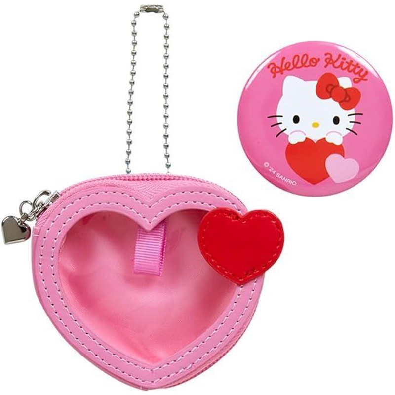 Sanrio Mini Pouch & Badge Hello Kitty (Colorful Heart)