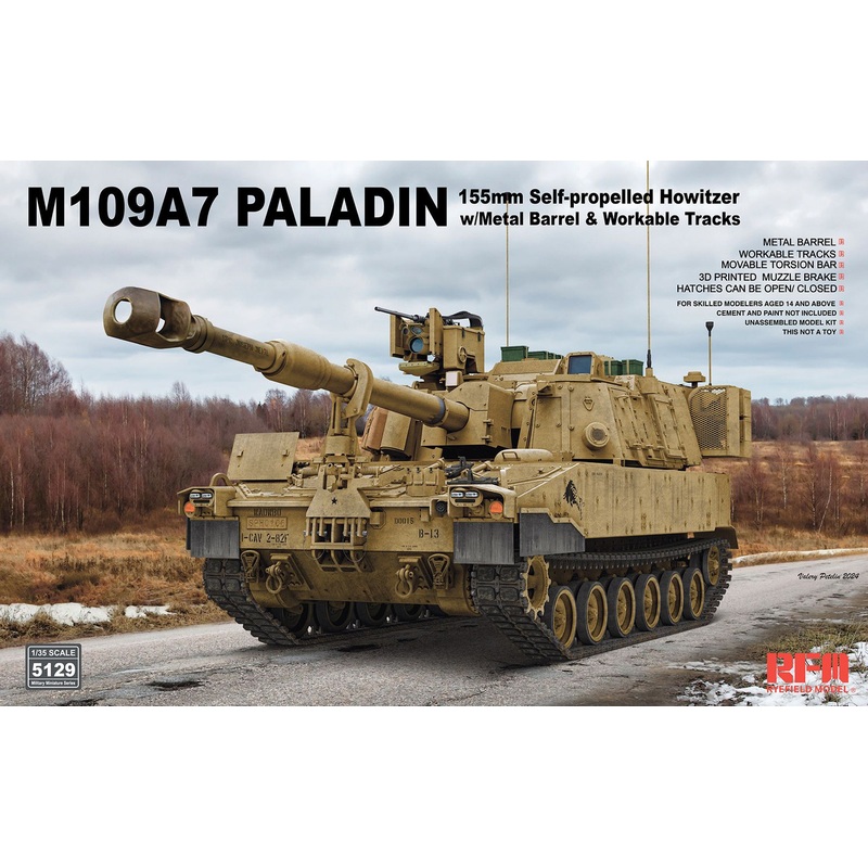 Other 1/35 M109A7 Paladin 155mm Self-propelled Gun w/Metal Barrel & Assembly Working Link Track Plastic Model
