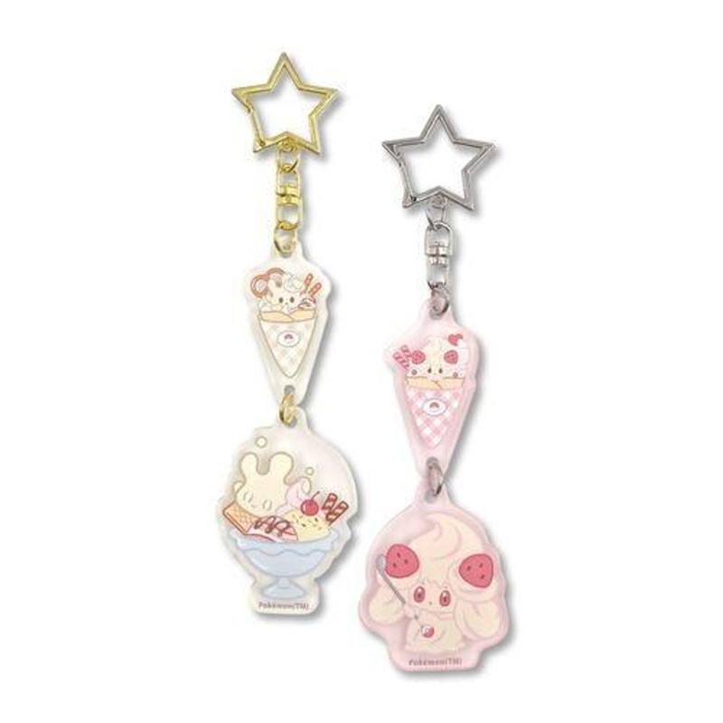 Pokemon Center Original PokePeace Frost Acrylic Keyholder Set Milcery & Alcremie (Sweets Shop)