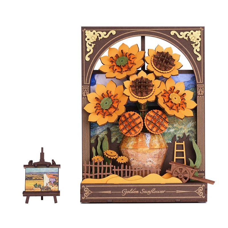 Rowood TH002 3D Wooden Puzzle – Golden Sunflower Wall Art