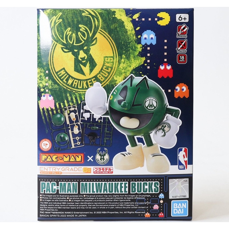 Bandai x NBA 2593840 Entry Grade Milwaukee Bucks Pac-Man Model Kit