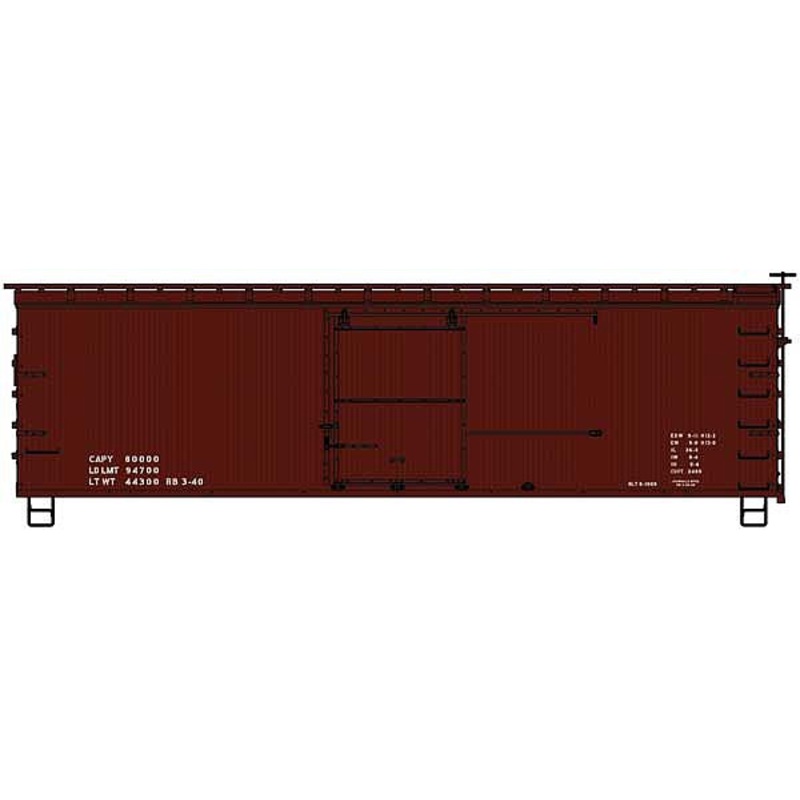 36′ Double Sheathed Wood Boxcar Data only red