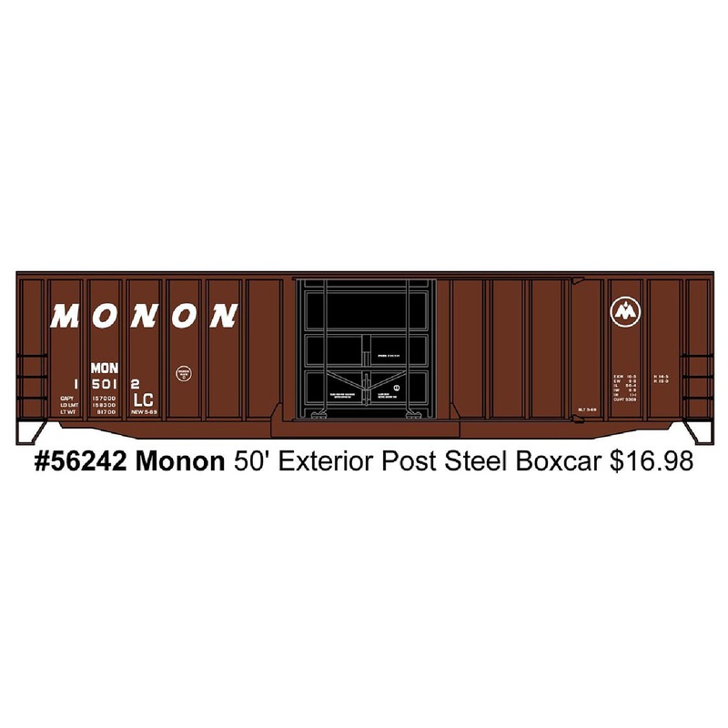 50′ Exterior-Post Plug-Door Boxcar – Kit Monon #15012