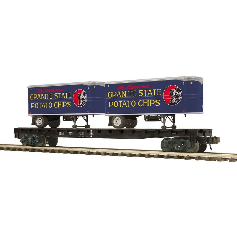 O Flatcar w/Pup Trailers B&M
