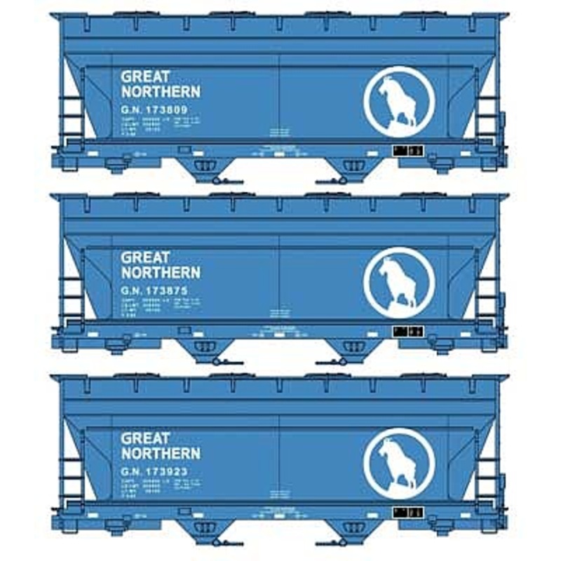 HO 2-Bay ACF Covered Hopper GN 3pk